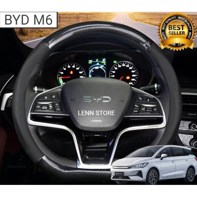 Cover Sarung Stir Carbon Mobil BYD M6 2024 2025