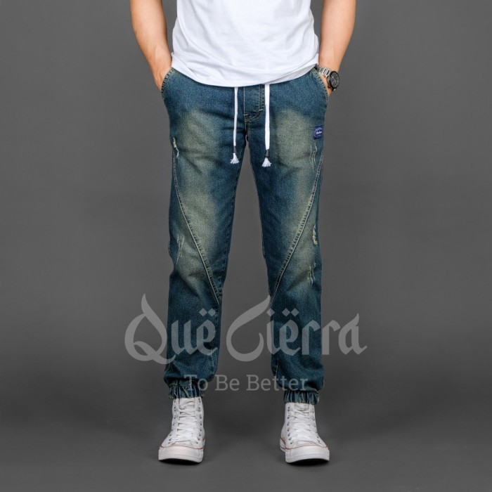 Celana Jogger Jeans Pria Sobek Denim Premium Joger Pants Ripped 28-38