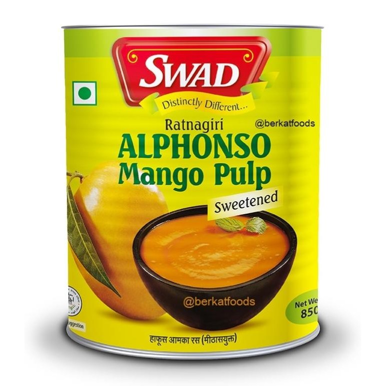 

Ready stock] Alphonso Mango Pulp Swad / Ratnagiri Sweetened / Bubur Mangga India