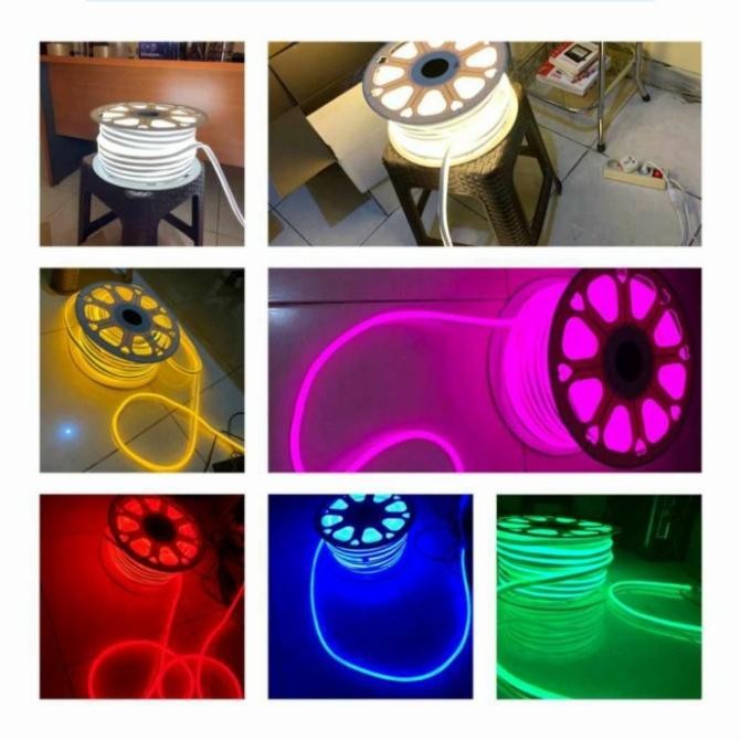 Lampu neon flex led selang 220v warna warm white @50m / neon flex