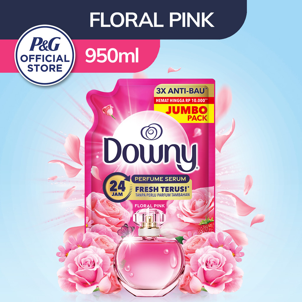 Downy Pewangi dan Pelembut Pakaian Konsentrat Floral Pink Refill 950ml