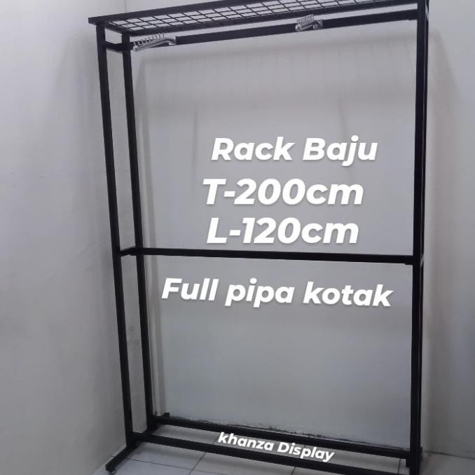 Rak baju besi gawangan baju 2 tingkat Tinnggi-200cm panjang 120cm