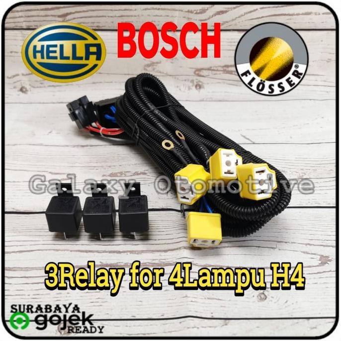 HARGA DISC - Kabel Set 3 Relay 4 Lampu H4