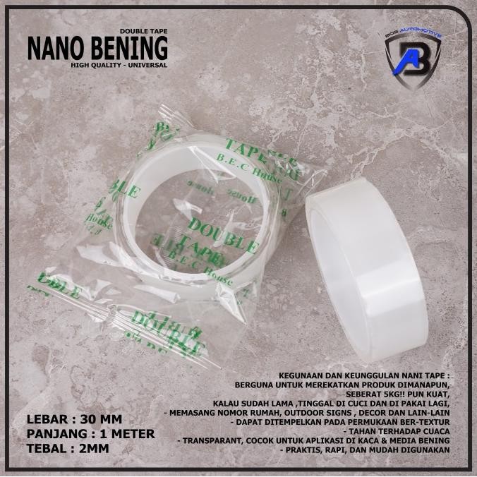 

Double Tape Nano Bening Tahan Air 30Mm X 2Mm X 1M (P) High Quality Mosstt Seller