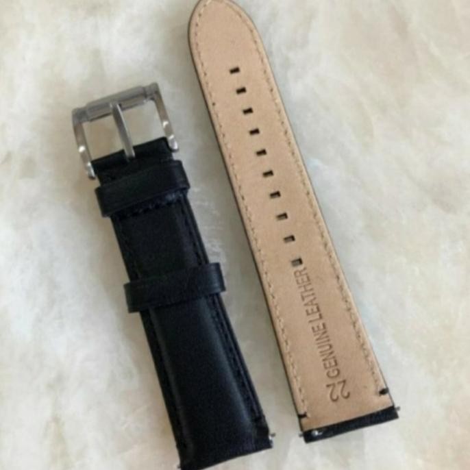 promo tali kulit jam fossil leather strap fossil original+pen 22mm hitam
