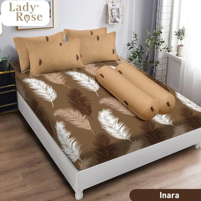 

READY SPREI 180X200 LADY ROSE MOTIF BULU AYAM DASAR GELAP - INARA