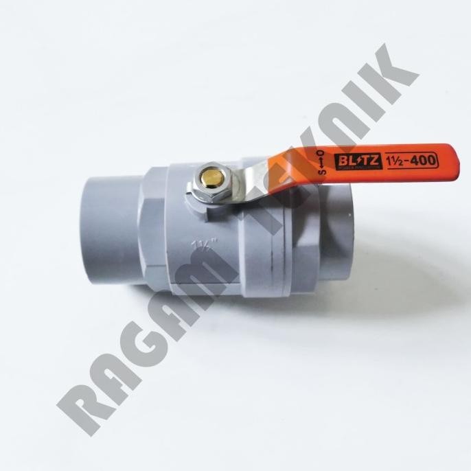 ASLI BALL VALVE BLITZ 1 1/2" INCH STOP KRAN PVC PLASTIK GAGANG BESI