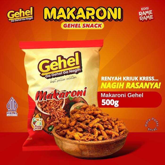 

TERPERCAYA MAKARONI Gehel 500gr - Makanan Ringan Cemilan Makaroni Tasik Pedas