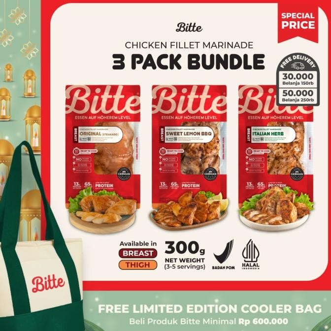 

READY 3 PACK BUNDLE CHICKEN FILLET MARINADE / AYAM MARINASI 300G - BITTE