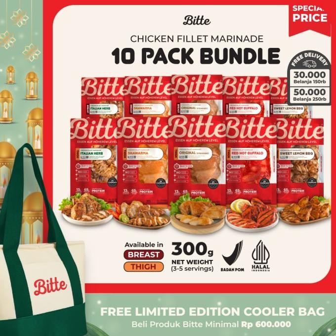 

READY 10 PACK BUNDLE CHICKEN FILLET MARINADE / AYAM MARINASI 300G - BITTE