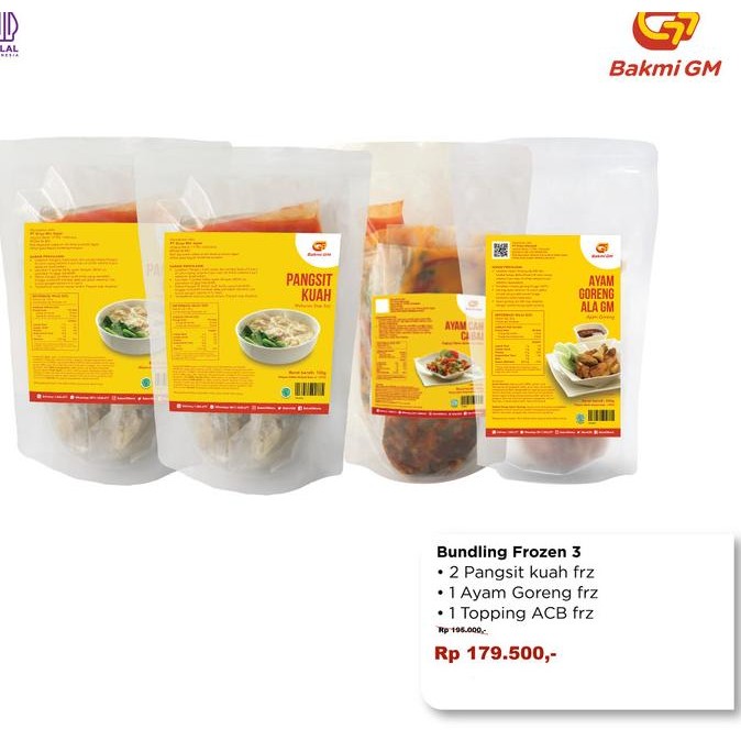 

READY BAKMI GM - BUNDLING FROZEN 3 (2 PANGSIT KUAH + TOPPING + AYAM GORENG)