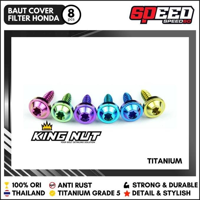 Ori - Baut Titanium Cover Filter Honda Vario 160 PCX ADV 160 Isi 8 King Nut Grade 5