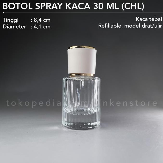 Botol Parfum 30ml Spray - Kaca Salur Tebal Refill Isi Ulang Unik CHL