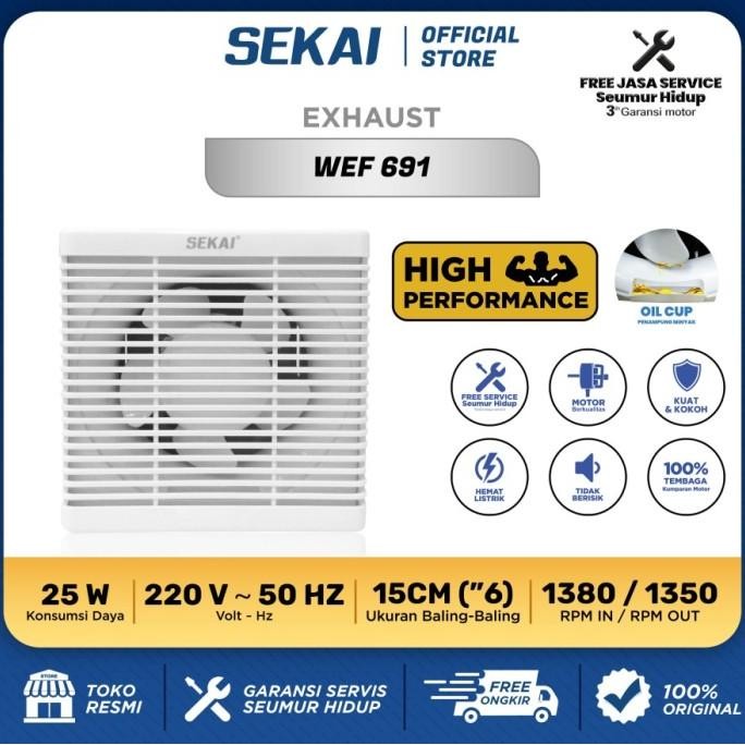 Promo Sekai Exhaust Fan / Kipas Hexos Dinding 6 Inch - Wef 691 Wef691