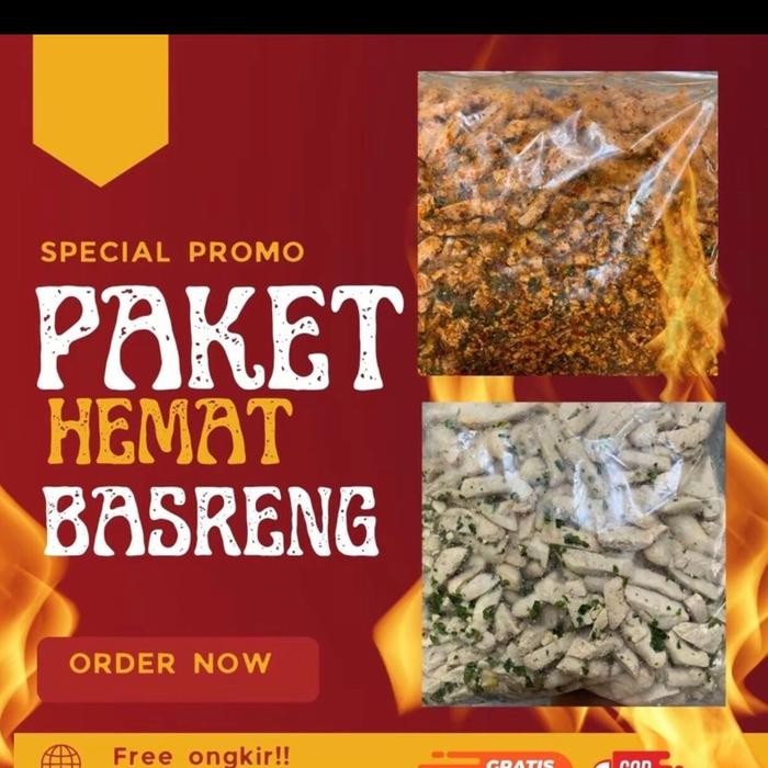 

SALE 1kg - Basreng Campur (pedas 500gr & Original 500gr) Makanan Instan