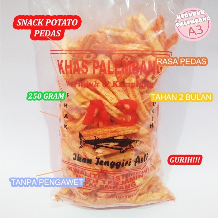 

TERBATAS KERUPUK KENTANG PEDAS POTATO PEDAS MAKANAN RINGAN KENTANG SNACK KENTANG