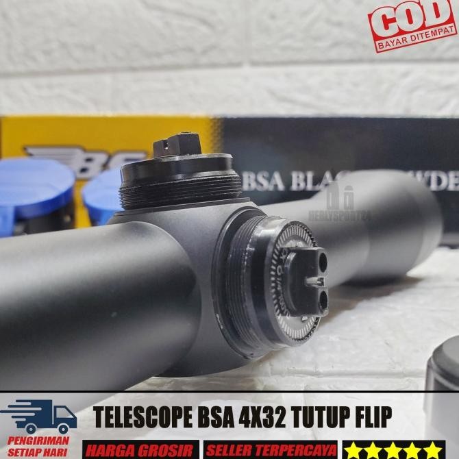 Terlaris Teleskop Bsa 4X32 Telescope Bsa 4X32 Bsa Black Powder 4X32 Ringan Ready Stok