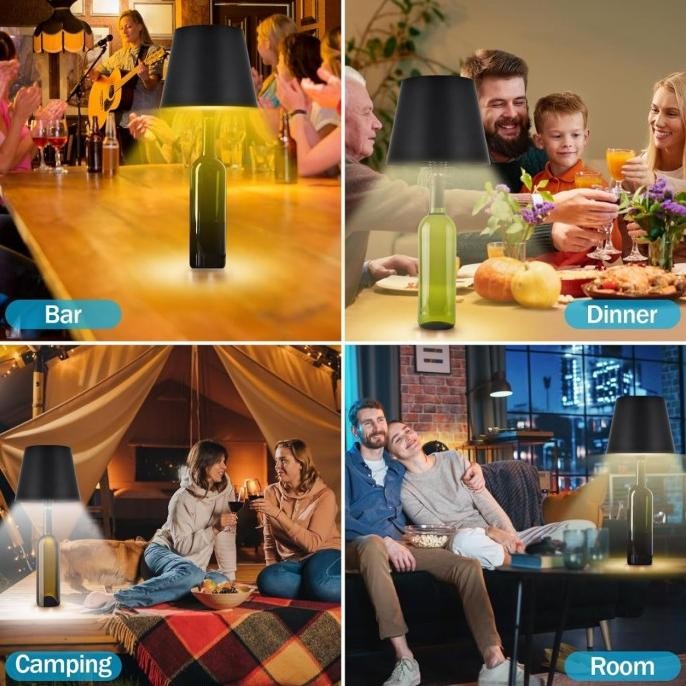 HARGA DISC - Lampu Meja Botol Wine / Lampu Hias Meja Lampu Touch Control / Lampu Meja Bentuk Botol R