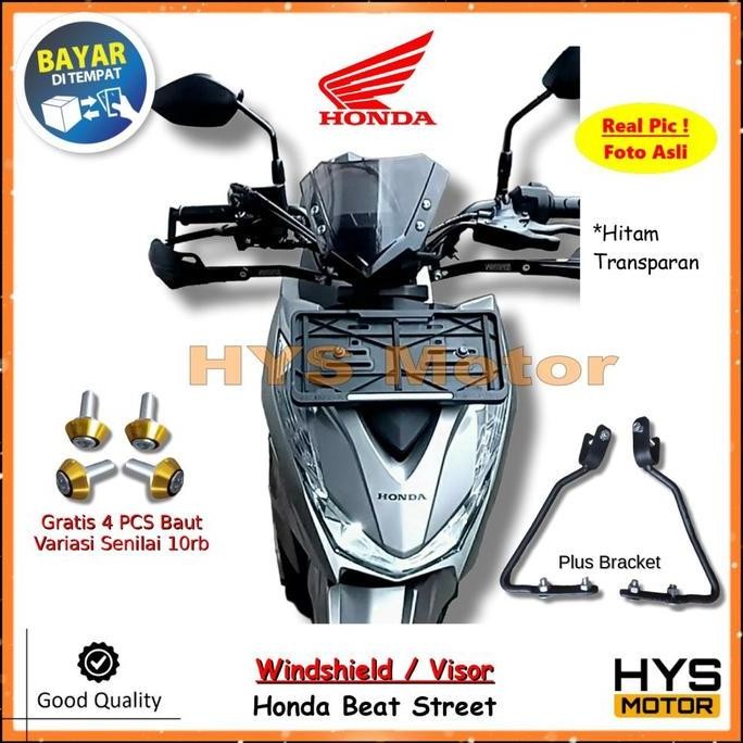 Kaca Depan Variasi HONDA Beat Street - Visor Windshield Winsil Motor Plus Bracket Bonus Baut Siap Ki