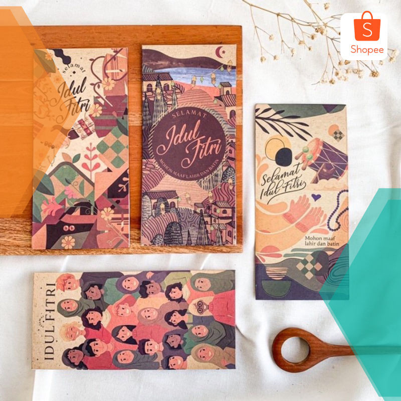 

Promo 20 pcs amplop lebaran premium angpau bahan tebal size 7 x 15 cm - water colour Elegan