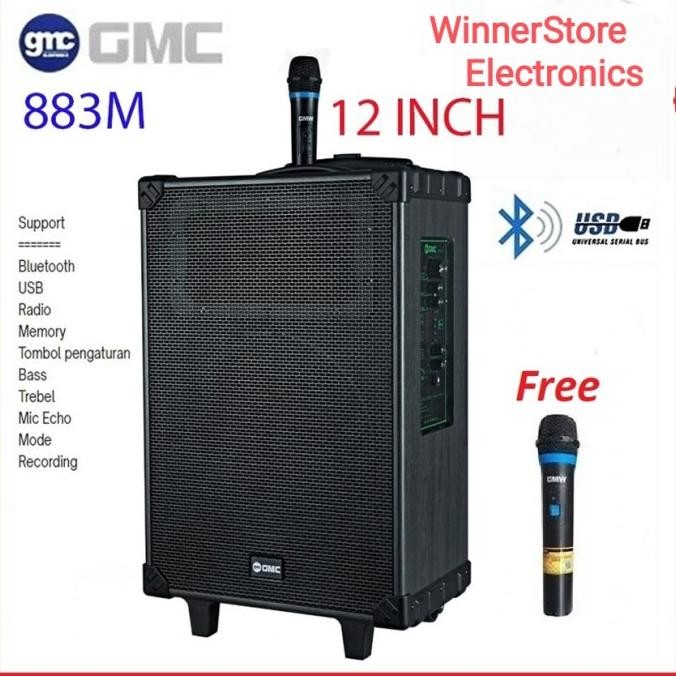 New Speaker Portable Gmc Bluetooth Jumbo 12"Inchi+1Mic *Medan* New Stok