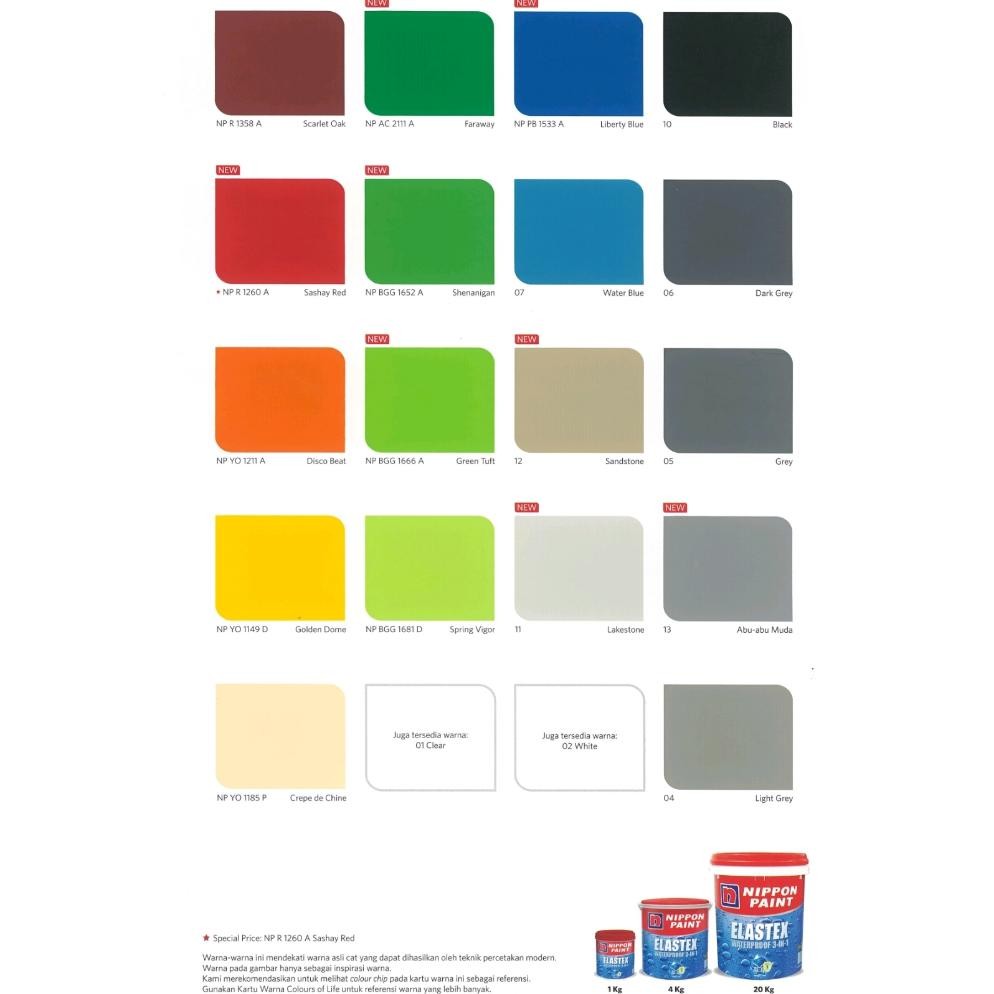 Parling Laris! Nippon Elastex Cat Waterproofing Pelapis Anti Bocor 20 Kg 20Kg Pail Pel Abu Abu Putih