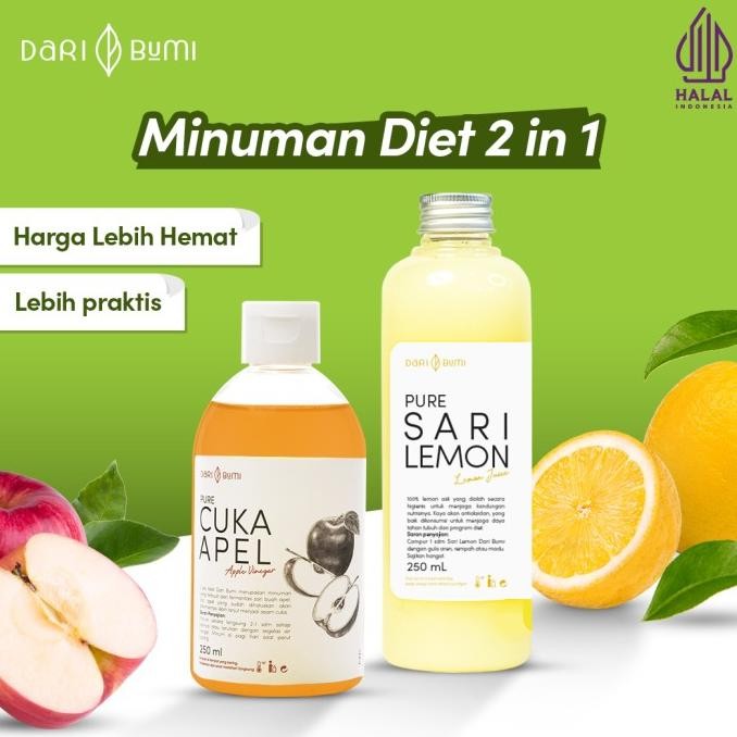 

Produk Baru!! Dari Bumi Paket 2 In 1 Minuman Diet Sehat Sari Lemon Halal Dan Cuka Apel