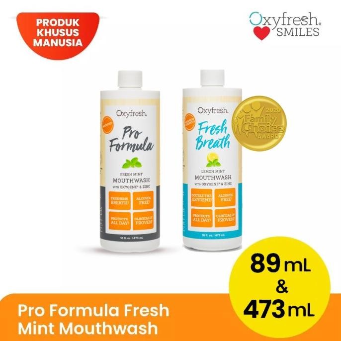 

Produk Baru!! Oxyfresh Mouthwash Pro Formula / Fresh Breath Lemon Mint / Kumur Oxygene / Penghilang Bau Mulut / Non Alkohol / Non Staining / Sariawan / Radang Gusi / Mulut Kering / Perawatan Luka Operasi Gigi / Oxy Zinc Mouthrinse - 89mL & 473mL