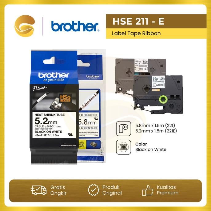 

CO BROTHER Label Tape HSE 211 Heat Shrink Tube Black On White