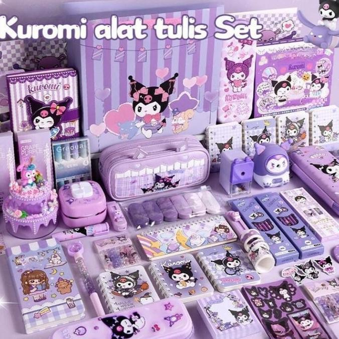 

diskon! kuromi kotak hadiah mewah alat tulis set sanrio tempat pensil buku catatan hadiah ulang tahun anak perlengkapan sekolah set alat tulis kuromi stationery