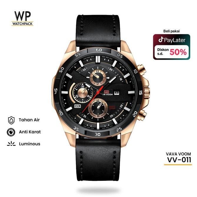 Siap Kirim VV-011 | Jam Tangan Pria Asli Tahan Air Bisnis Elegan Tanggal Otomatis Aesthetic Simple E