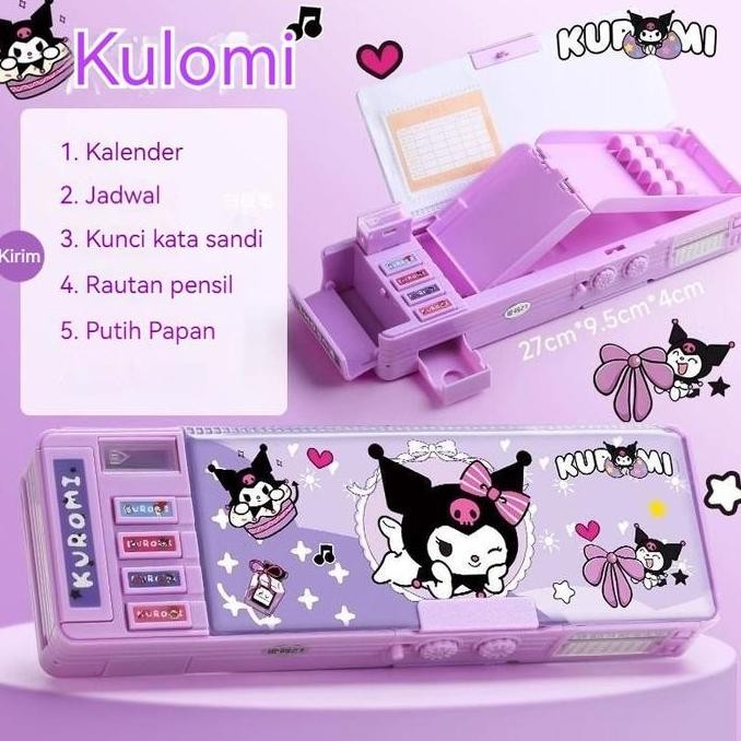 

diskon! kuromi sanrio kunci kode kotak alat tulis/kotak pensil pola kartun rautan kapasitas/tempat pensil dua lapis multifungsi untuk anak lucu/kuromi seri pensil kasus troli kotak alat tulis stationery