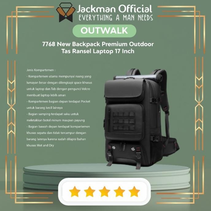 new outwalk 7768 new backpack premium outdoor - tas ransel laptop 17 inch