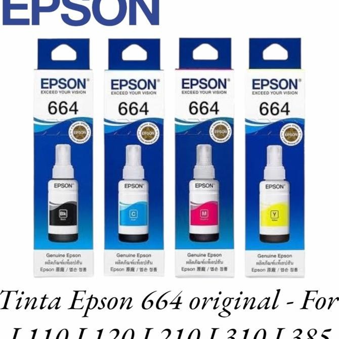1SET TINTA EPSON 664 ORIGINAL FOR PRINTER L100/L120/L200/200/L220/310
