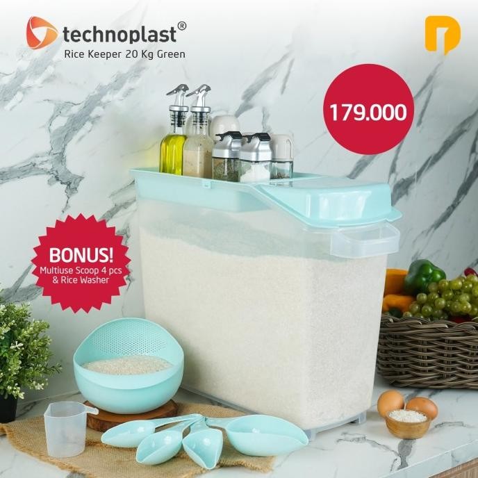 CO tempat penyimpanan beras 20kg technoplast/tempat beras