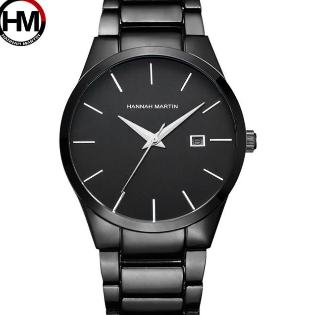 Hannah Martin Jam Tangan Pria Analog Date 17551 Tainle Teel