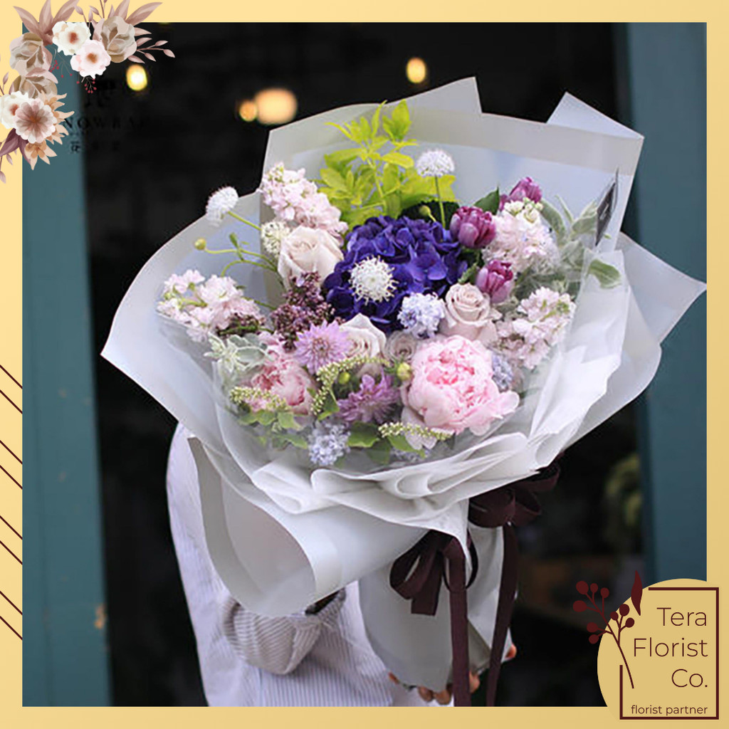 

iDk90 20 Lembar Cellophane List Frame Glossy Kertas Bunga Flower Wrapping Kertas Buket Wrap Paper
