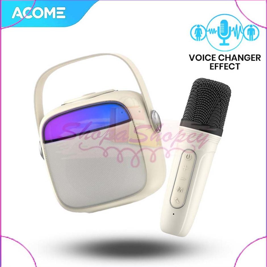 Acome A9 Speaker Bluetooth Plus Mic Set Karaoke Wireless Mini Rgb Speaker With Voice Changer - Garan