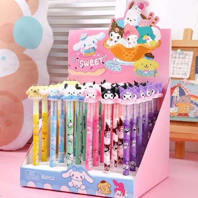 

\\\\\] Double head highlighter pen sanrio stabilo spidol kuromi cinnamoroll melody purin pochacoo