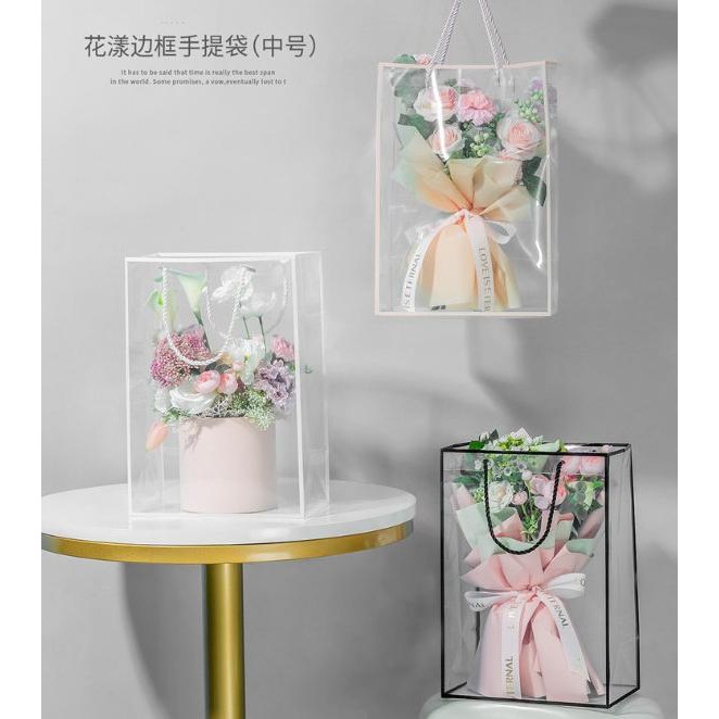.........] Shop bag clear 1pcs Kantong plastik mika transparan bouquet bunga