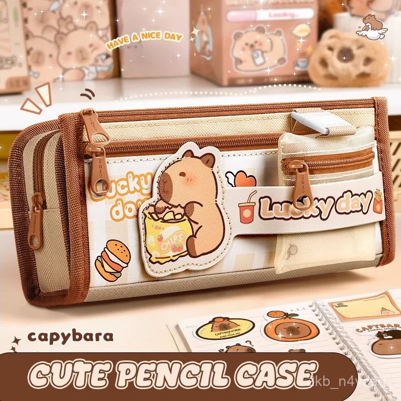 

Inkpals Cute Plush Capybaras Pencil Case Large Capacity Capibara Children'S Kawaii School Cases Pouch Big Back To School Pen Bag EL7V