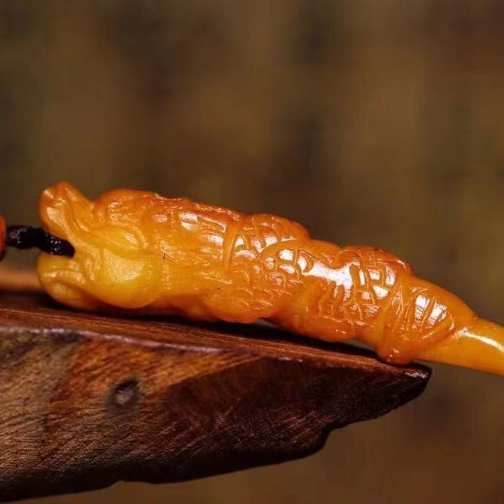 Gantungan Pola Naga Ukiran Tulang Yak Kalung Kerajinan Tangan Hadiah Ornamen