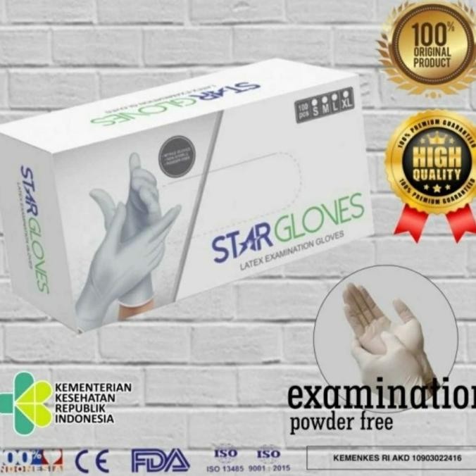 Sarung tangan latex powder free ( Suwarna / StarGloves / Dgloves )