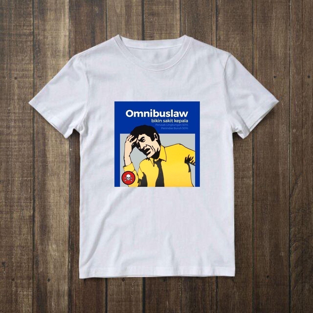 Kaos T Shirt Pria Omnibuslaw Oskadon Meme Plesetan