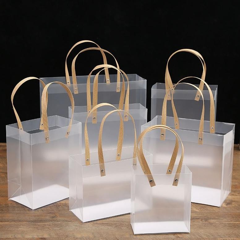 

BISA COD (Grosir 10buah) Tas Mika Doff Transparan Hampers Goodie Bag Premium -79