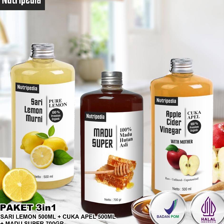 

Nutripedia Paet 3In1 Paet Bundling Madu 700Gr Cua Apel Ml Ari Lemon Ml