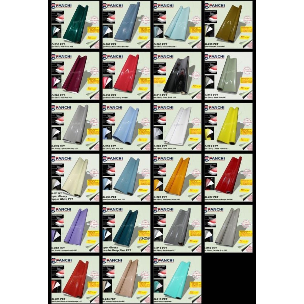 

BIG SALE PET STICKER FANCHI SUPER GLOSSY CRYSTAL PET SERIES 152CM X 17M ROLL !!!!!