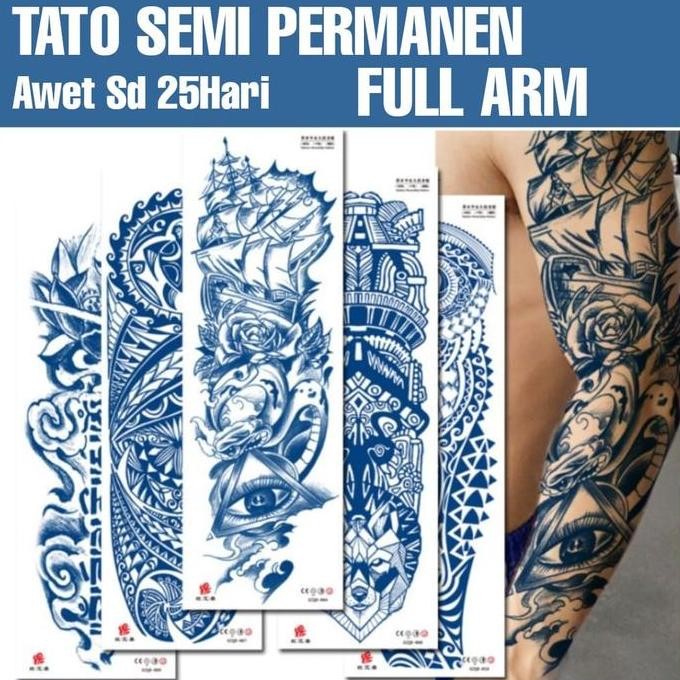 VACHSTORE-Tato semi permanen Full Lengan anti air FREE RANDOM STIKER TATOO Temporary Tatto semiperma
