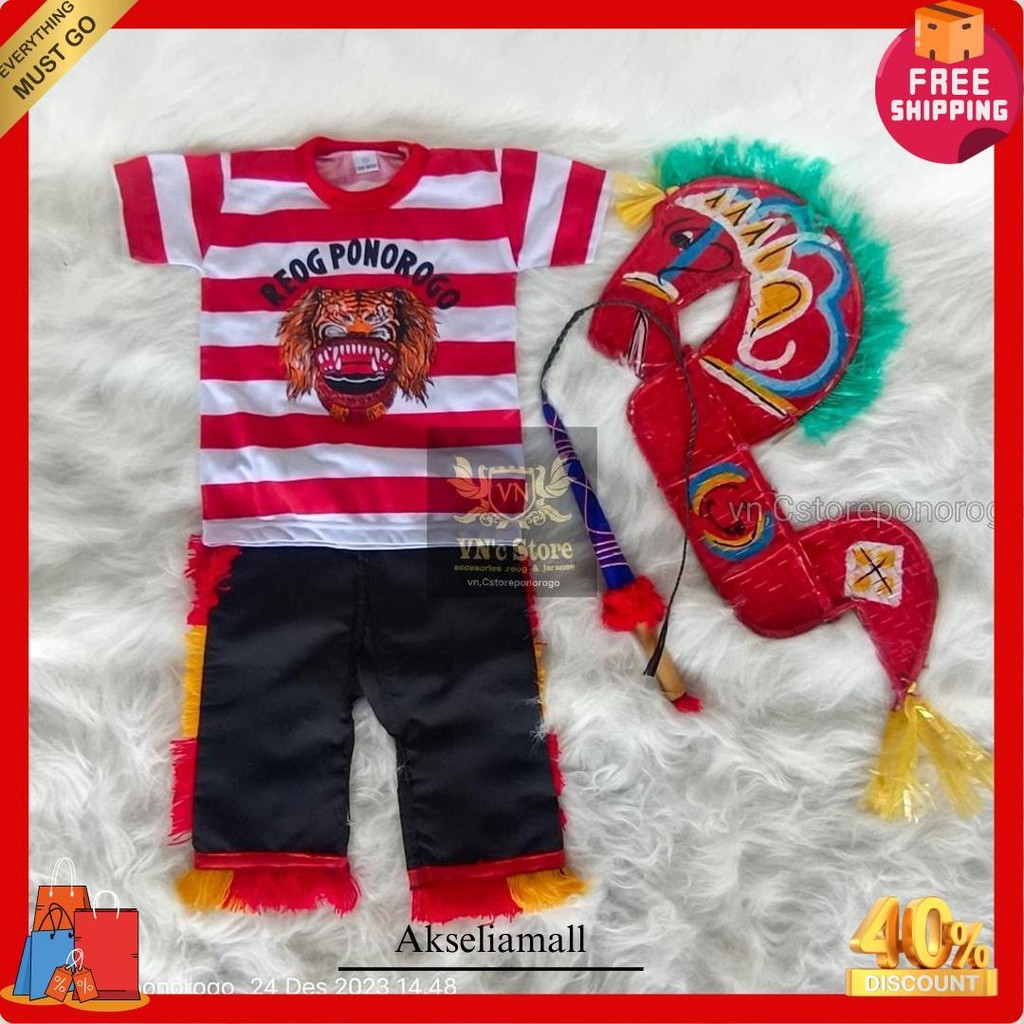 Setelan Jaranan Anak Fulset/ Kaos Reog / Kaos Sakera / Kaos Jaranan / Kaos Barong / Kaos Sunda / Pon