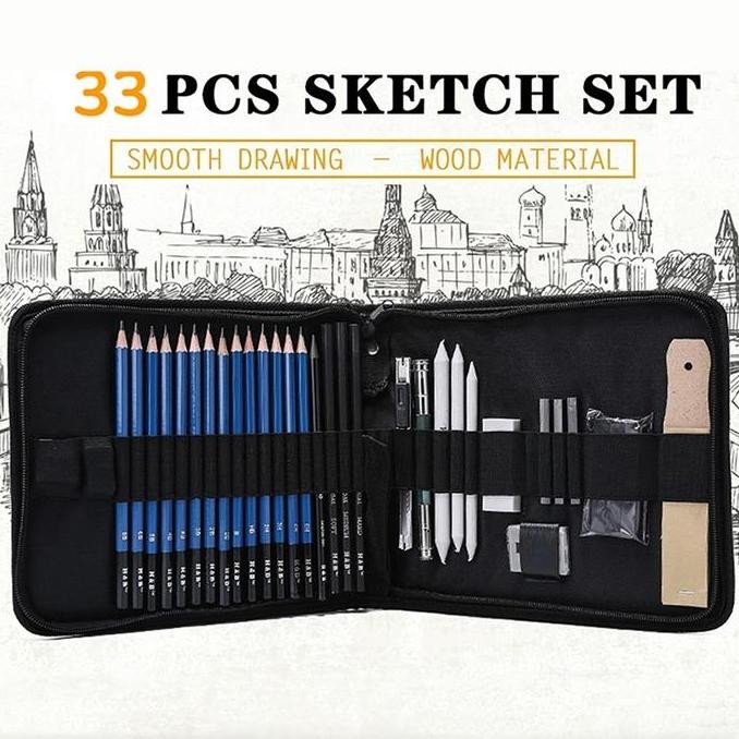 

Cod 33Pcs/Set Sketch Pensil Pisau Penghapus Dan Pensil Gambar Untuk Keperluan Sekolah Pencil Drawing Set Sketsa Dan Lukisan Set